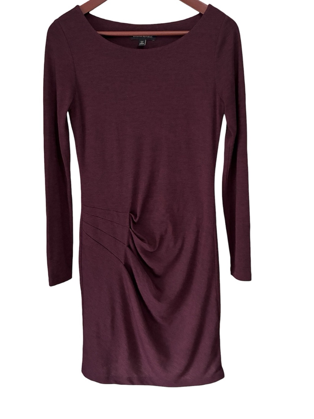 Banana Republic Women’s Heathered Burgundy Ruched Long Sleeve Dress Size XS